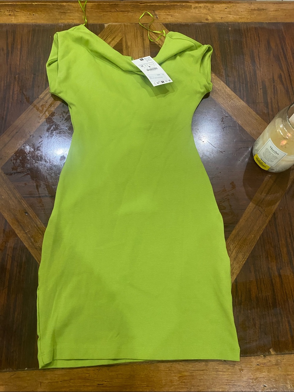 Zara Lime Green Short Sleeve Bodycon Mini Dress
